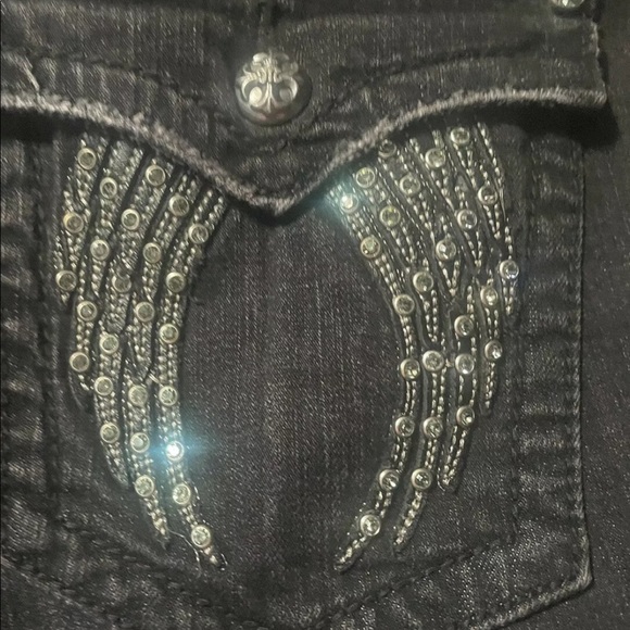 Miss Me Womens Rhinestone Black Skinny Jeans! Size 32x36 - Picture 6 of 6